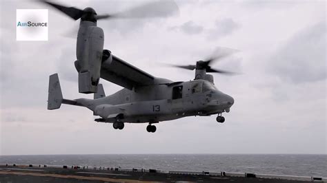 V 22 Ospreys Landing And Takeoff From Amphibious Assault Ship Youtube
