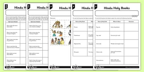 Hinduism Worksheet Worksheet Hindu Holy Books Twinkl