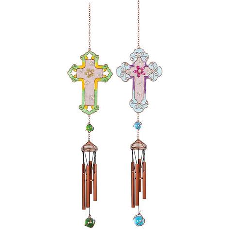 A full mahogany wood covered with. Assorted Cross Wind Chimes