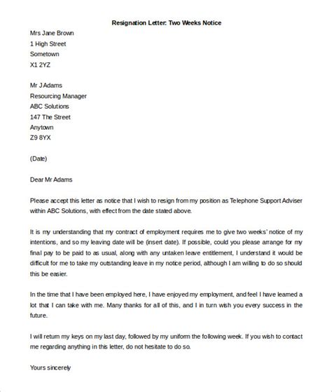 Check spelling or type a new query. Two Week Notice Letter, Samples - Resignation Templates ...