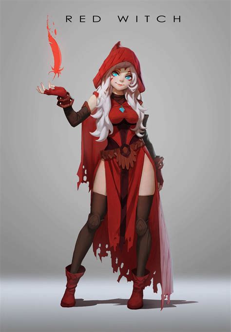 Red Witch Design By Rui Li Female Character Design Witch Characters