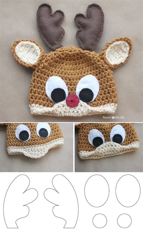 Rudolph The Reindeer Free Crochet Hat Pattern - DIY - AllDayChic