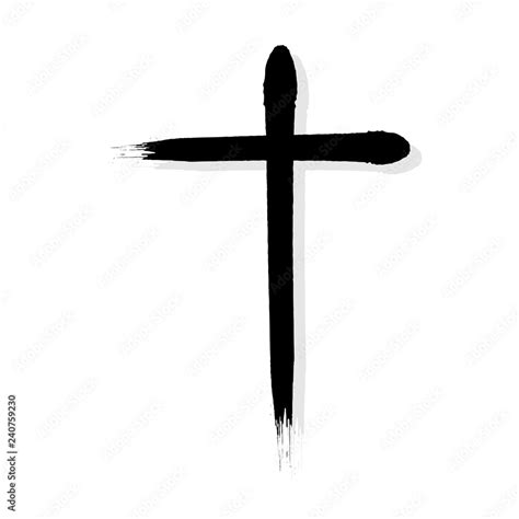 Black Christian Cross Icon Hand Drawn Christian Cross Abstract Linear