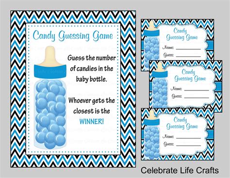 Baby Shower Candy Bottle Or Candy Jar Guessing Game Sign And