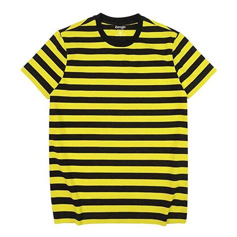 men s black yellow striped t shirt short sleeve cotton striped tee top for men xxl black