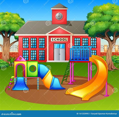Kids Playground Area In Front The School Yard Stock Vector