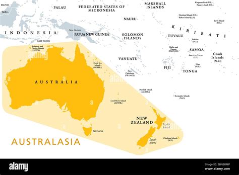 Australasia Australia Y Nueva Zelandia Subregión De Oceanía Mapa