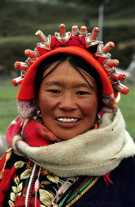 Tibet Portrait Of A Tibetan Woman In The Tagong