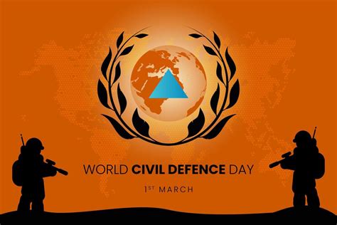 World Civil Defence Day On 1st Of March Greeting Vector Illustration