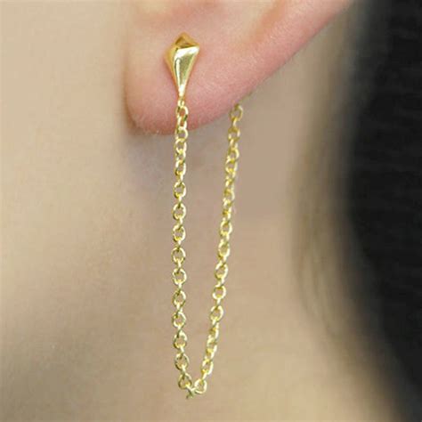 18k Gold Vermeil Diamond Chain Drop Earrings By Otis Jaxon | notonthehighstreet.com