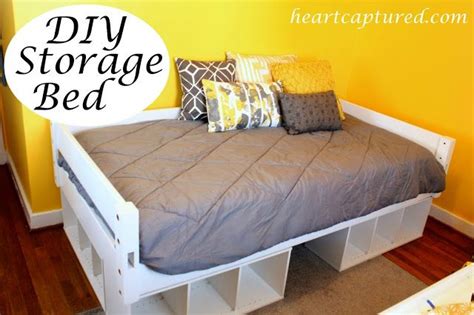 Diy bed platform with ikea expedit. Build your own storage bed with cubicals | Home ideas ...