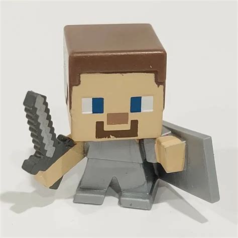 Minecraft Mini Figures 1and Steve In Iron Armor Shield Mini Action Figure Mojang 299 Picclick