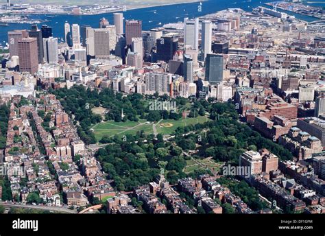 Downtown Aerial View And Boston Common Boston Massachusetts Usa