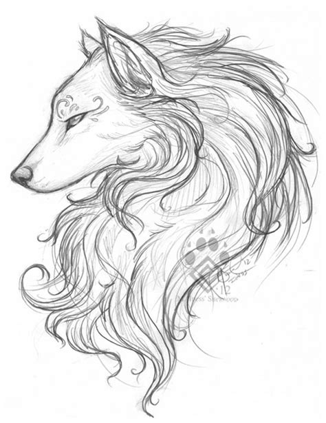Black and white monochrome painting with water and ink draw wolf illustration. White Wolf Sketch by Idess ... | Wolf sketch, Sketches, Art