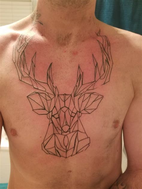 Tattoo Uploaded By Shayne Wrigley Geometric Stag Outline Chest By