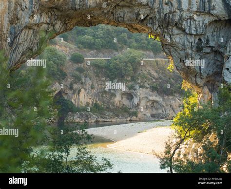 Natural Bridge Pont Darc Over The River Ardeche In Southern France