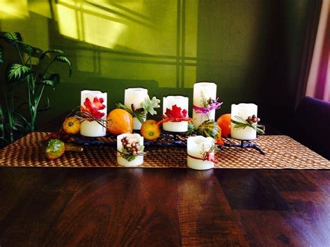 Flameless candles with a twist of fall for the thanksgiving table