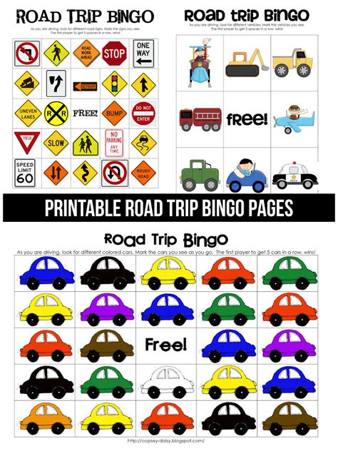 For this game, you try to find a license plate from each state. Printable Road Trip BINGO