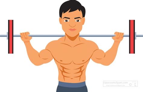 Man Working Out Weightlifting Exercise In Gym Health Clipart