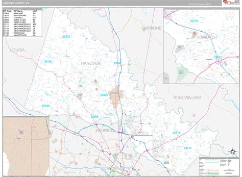 Hanover County, VA Wall Map Premium Style by MarketMAPS - MapSales