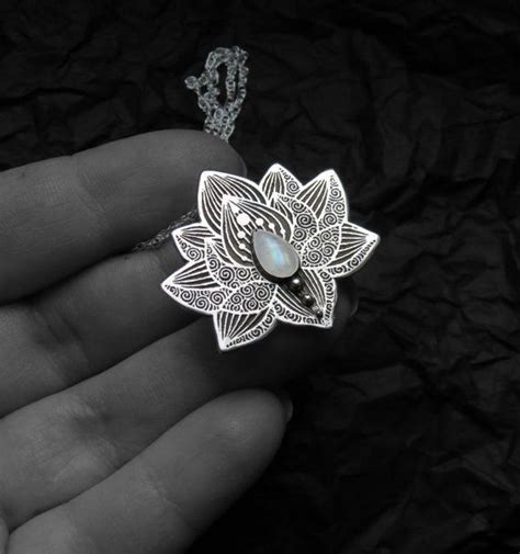 Lotus Pendant Water Lily Necklace Silver Flower By Spaceweaver Lily