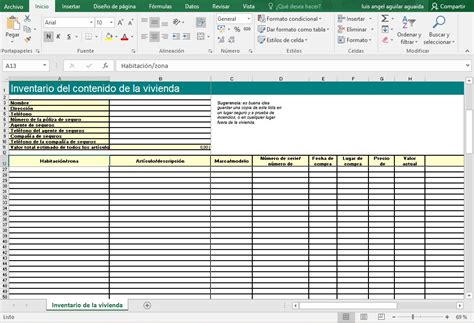 Formato De Inventario En Excel