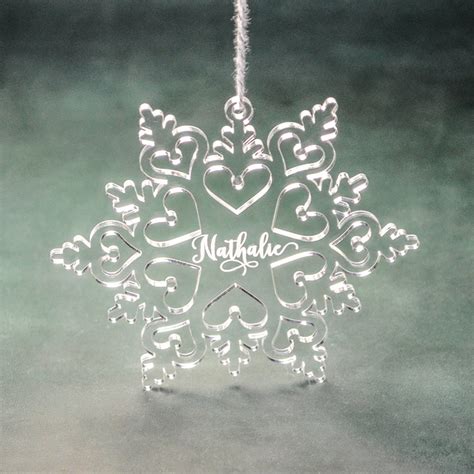 Personalized Acrylic Snowflake Ornaments Custom Name Etsy