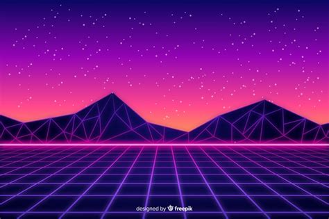 Como hacer una imagen png en photoshop guardar imagen con fondo transparente photoshop cs6 cc. Premium Vector | Futuristic landscape background retro style