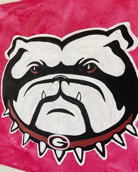 Uga Uga Logo Georgia Bulldogs Hand Painted Canvas Etsy