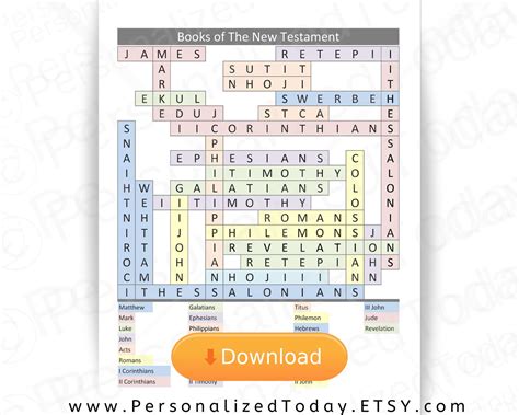 New Testament Books Of The Bible Word Search Puzzle Printable Etsy