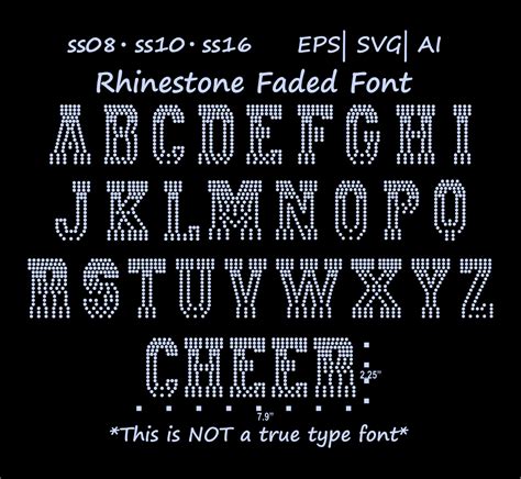 Rhinestone Faded Font Digital Download Eps Svg Ai Please Note