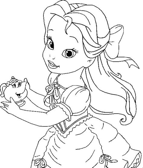 Belle is the inquisitive daughter of a simple inventor who lives in the countryside. Little Belle Coloring For Kids - Princess Coloring Pages ...