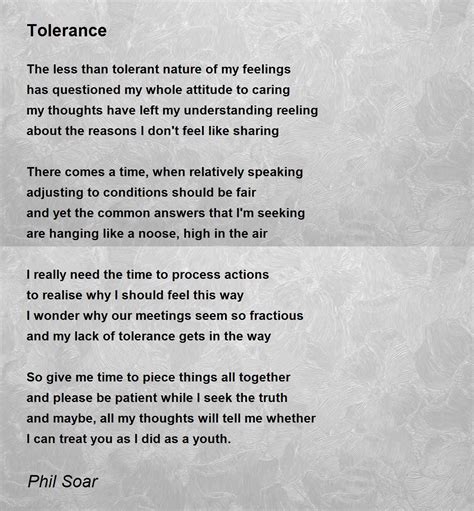 Tolerance Poem By Phil Soar Poem Hunter