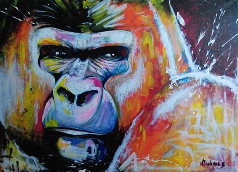 Peinture Acrylique Toile Couleur Animal Gorille Tableau Owl Painting