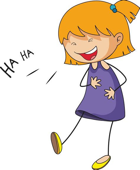 Cute Girl Laughing Doodle Cartoon Character Vector Image The Best Porn Website