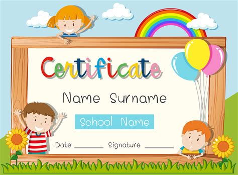 Maybe you would like to learn more about one of these? Certificate template with three kids in park - Download ...