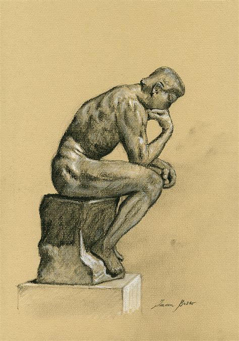 The Thinker Rodin Painting By Juan Bosco Fine Art America