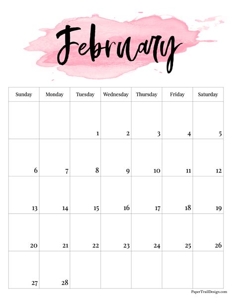 February 2022 Free Printable Calendar Printable Word