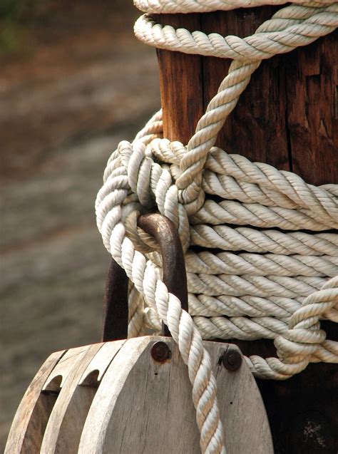 Rope Free Stock Photo Closeup Of Rope And A Wooden Pulley 1965