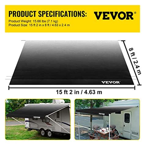 Vevor Rv Awning Fabric Replacement 16ft Heavy Duty Weatherproof Vinyl