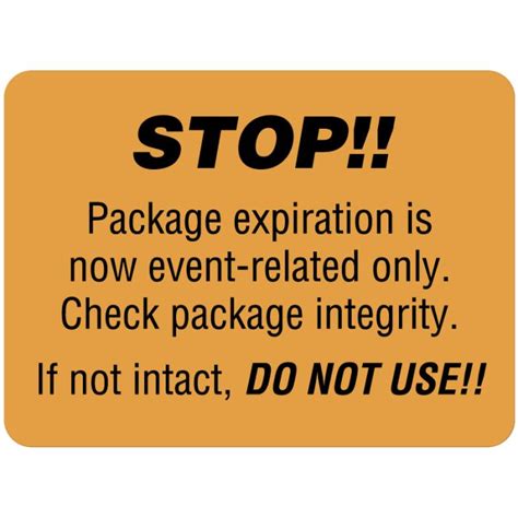 Stop Package Expiration Event Related Sterility Label 2 38 X 1 34