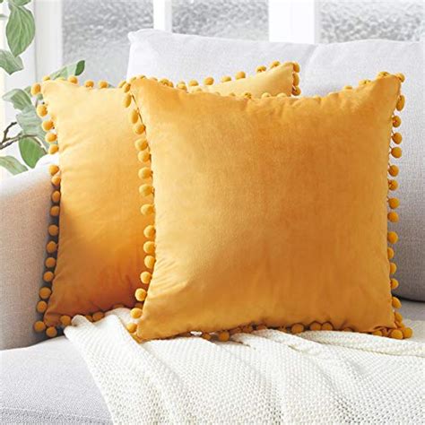 Top Finel Decorative Throw Pillow Covers With Pom Poms Soft Particles