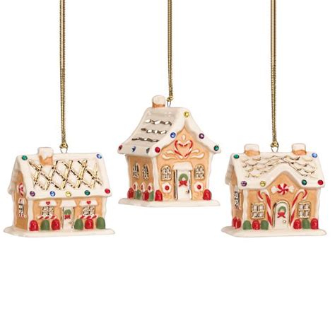 Gemmed Gingerbread House 3pc Ornament Set Ornament Individual Sets