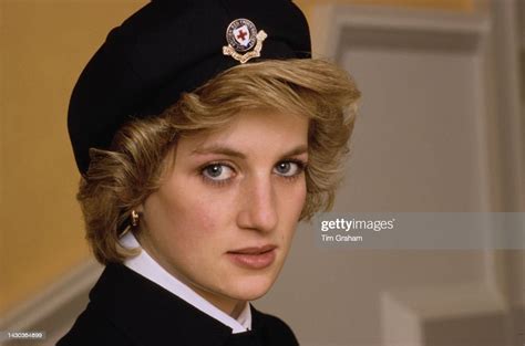 Princess Diana Wearing A British Red Cross Uniform As A Patron Of The