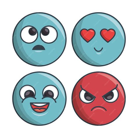 premium vector set emoticons differents feelings and expression