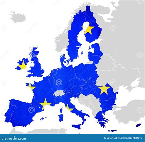 Kaart Van Geïsoleerde De Landen Van De Europese Unie Stock Illustratie