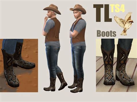The Sims Resource Cowboy Boots Caprock Sims 4 Sims 4 Teen Sims