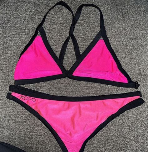 vintage kcco chivette classic pink bikini top and bottom set large ebay