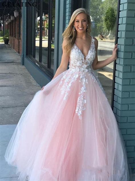 Sexy V Neck Backless Blush Pink Prom Dresses 2019 Mint Green Tulle Ball Gown Vestidos De Gala