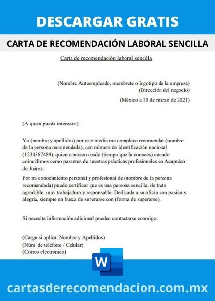Cartas De Recomendación Laboral Ejemplos ️ 2022